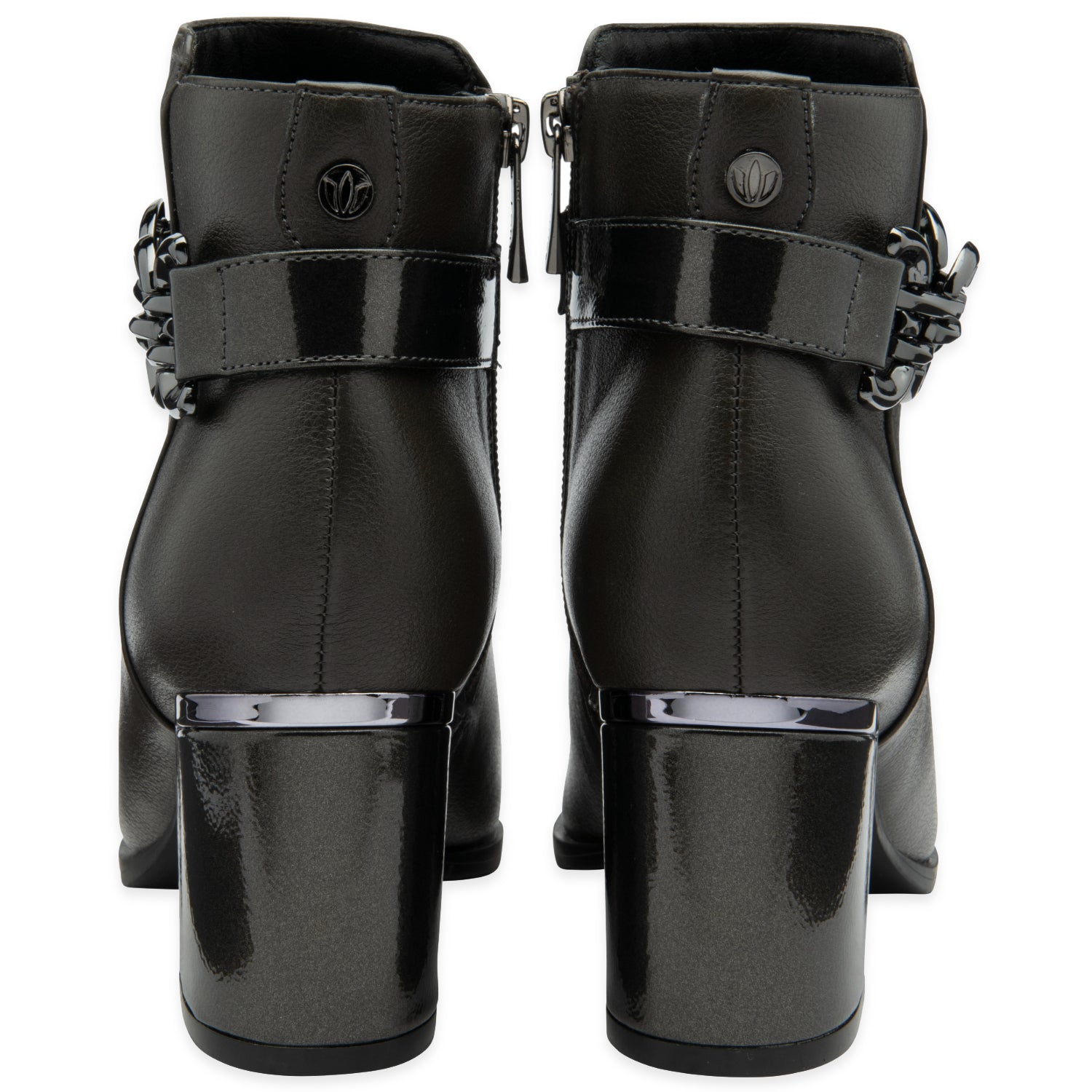 Lotus Amarin Block Heel Ankle Boots With Metallic Chain Detail (Size 5) - Grey V32515558 3