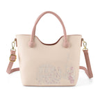 Designer Inspired Tote Handbag with Shoulder Strap - Pink & Off White_8439265