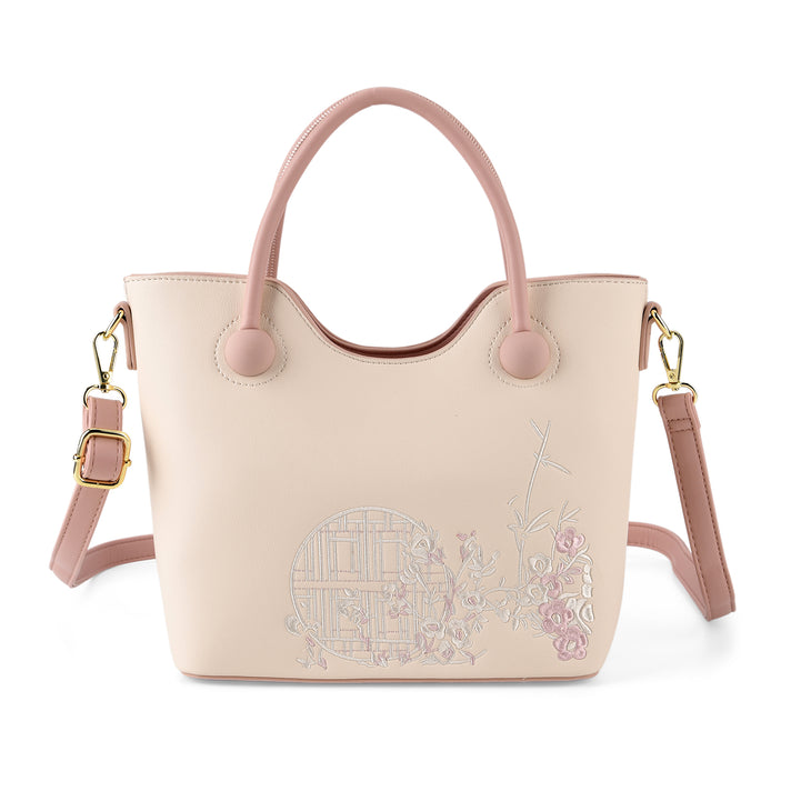 Designer Inspired Tote Handbag with Shoulder Strap - Yellow &amp; White 8439264 1