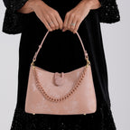 Designer Inspired- Set of 2 Shoulder Handbags with Crossbody Strap - Light Pink_8439276_3