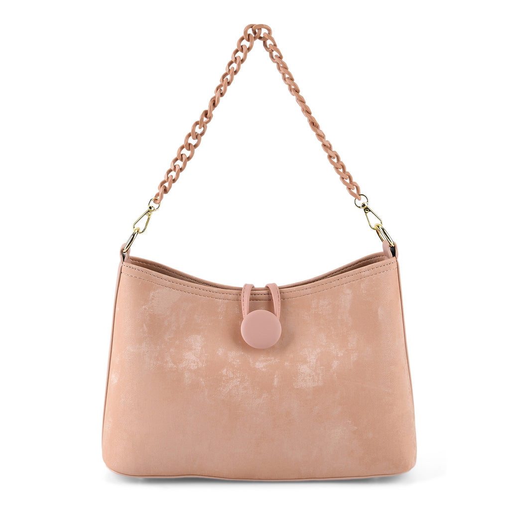 Designer Inspired- Set of 2 Shoulder Handbags with Crossbody Strap - Light Pink_8439276_5