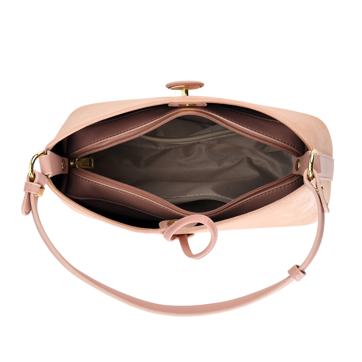 Designer Inspired- Set of 2 Shoulder Handbags with Crossbody Strap - Light Pink V32519688 7