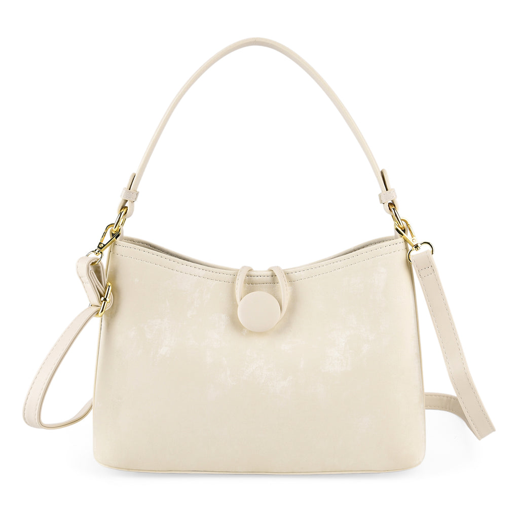 Designer Inspired- Set of 2 Shoulder Handbags with Crossbody Strap - Cream_8439277