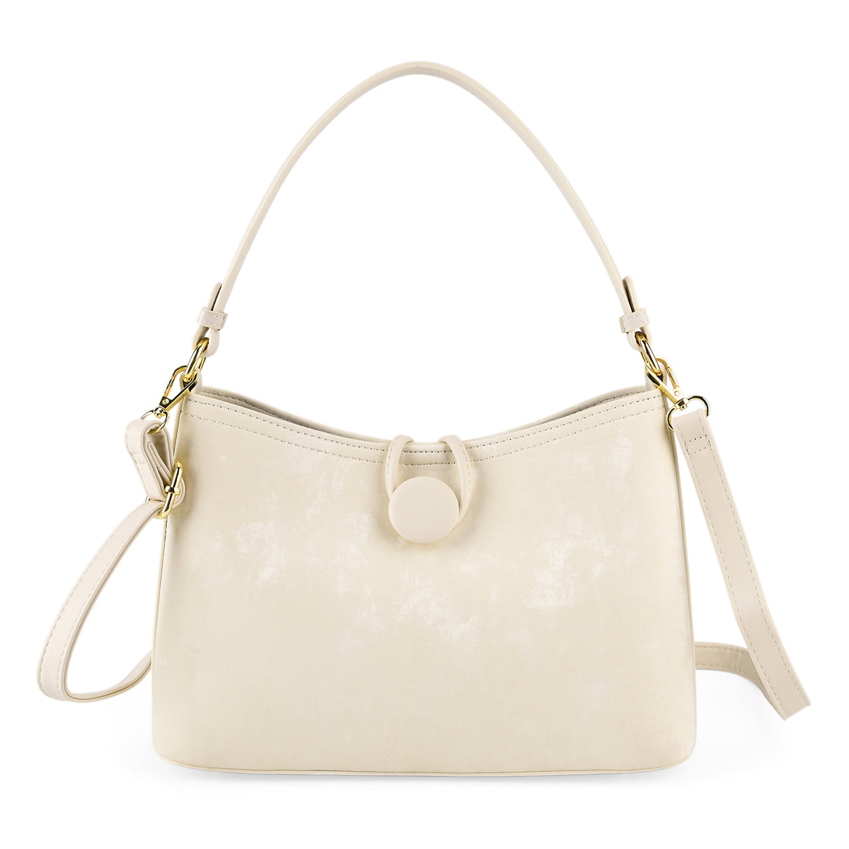 Designer Inspired- Set of 2 Shoulder Handbags with Crossbody Strap - Cream V32518394 0