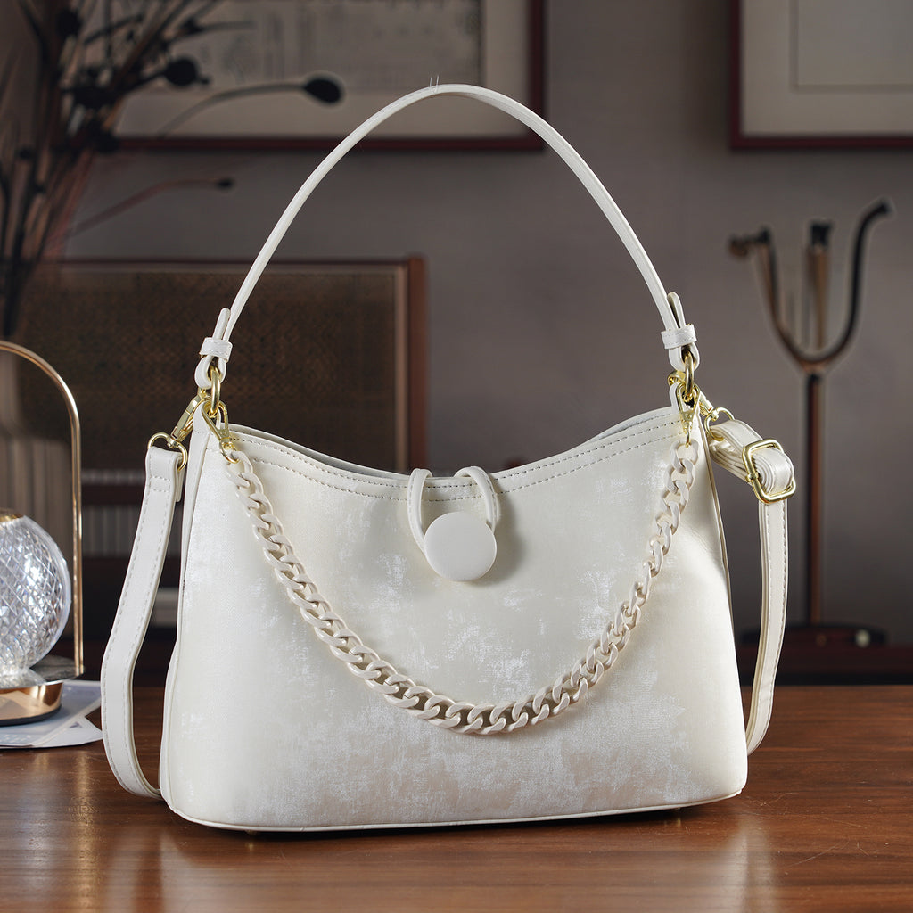 Designer Inspired- Set of 2 Shoulder Handbags with Crossbody Strap - Cream_8439277_1