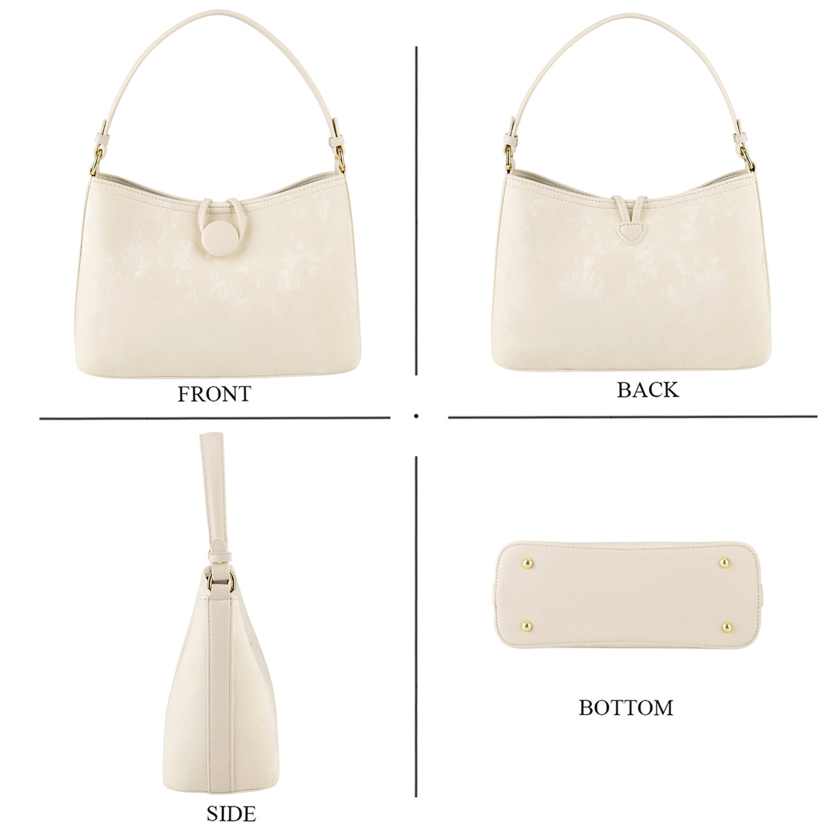 Designer Inspired- Set of 2 Shoulder Handbags with Crossbody Strap - Cream V32518394 5