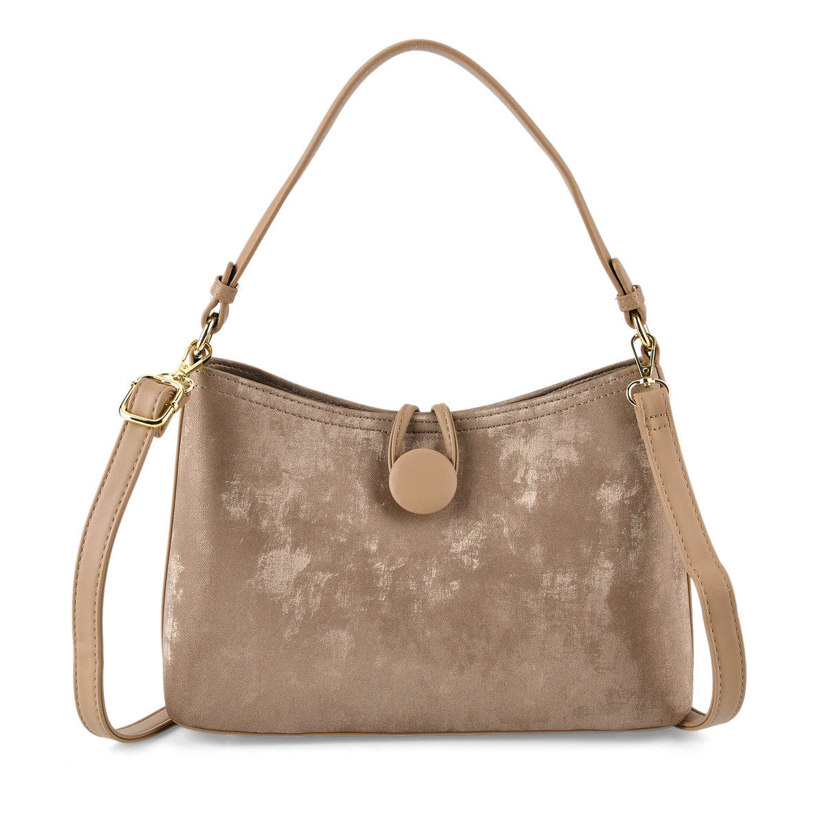 Designer Inspired- Set of 2 Shoulder Handbags with Crossbody Strap - Tan V32520458 0