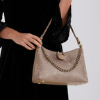Designer Inspired- Set of 2 Shoulder Handbags with Crossbody Strap - Tan_8439284_3