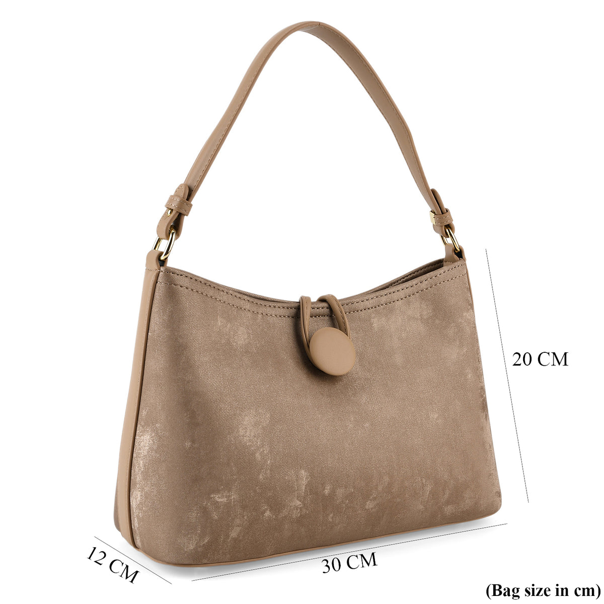 Designer Inspired- Set of 2 Shoulder Handbags with Crossbody Strap - Tan V32520458 9