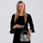 LA MAREY SIGNATURE 100% Premium Leather Handbag with Detachable Sling Strap & Card Holder - Black_8439309_2