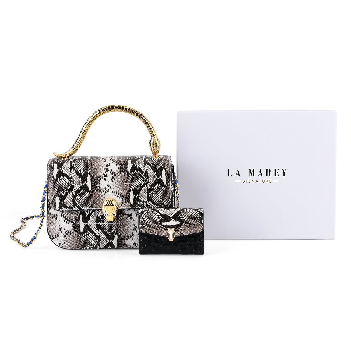 LA MAREY SIGNATURE 100% Premium Leather Handbag with Detachable Sling Strap &amp; Card Holder - Black 8439309 9