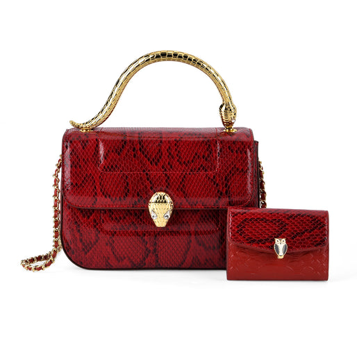 LA MAREY SIGNATURE 100% Premium Leather Handbag with Detachable Sling Strap & Card Holder - Gold