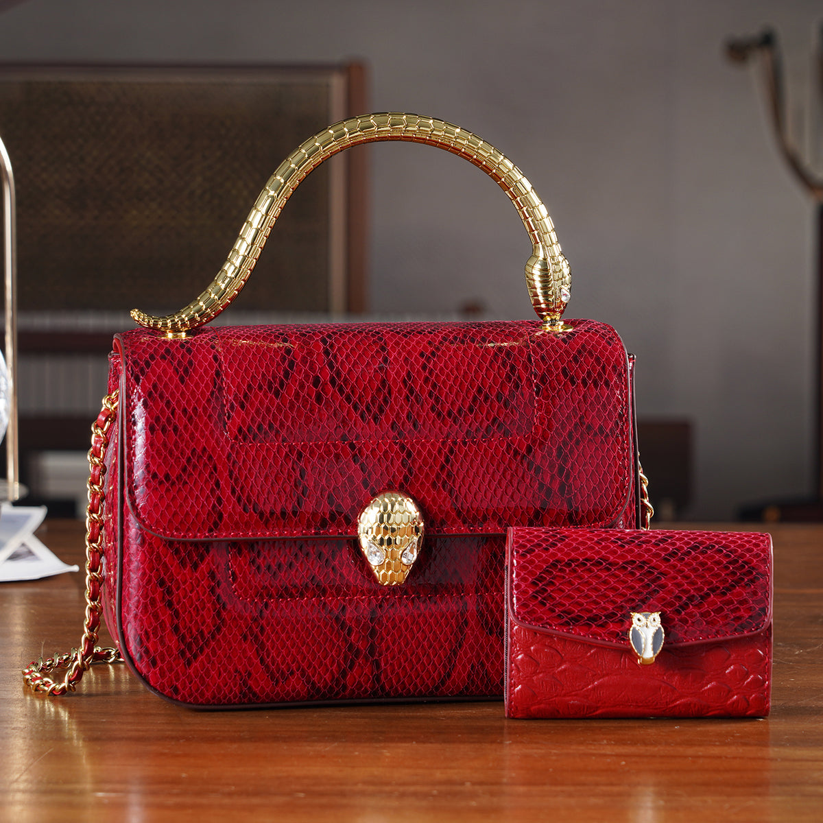 LA MAREY SIGNATURE 100% Premium Leather Handbag with Detachable Sling Strap &amp; Card Holder - Burgundy V32652464 2