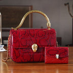 LA MAREY SIGNATURE 100% Premium Leather Handbag with Detachable Sling Strap & Card Holder - Burgundy_8439310_1