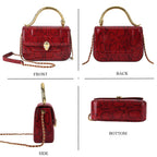 LA MAREY SIGNATURE 100% Premium Leather Handbag with Detachable Sling Strap & Card Holder - Burgundy_8439310_4