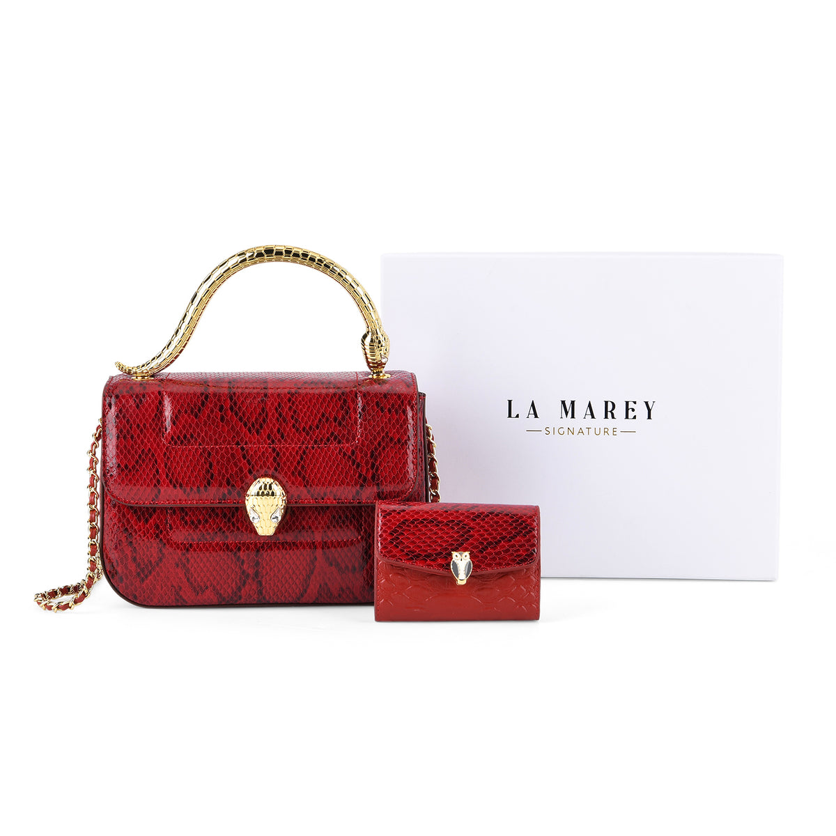 LA MAREY SIGNATURE 100% Premium Leather Handbag with Detachable Sling Strap &amp; Card Holder - Burgundy V32652464 9