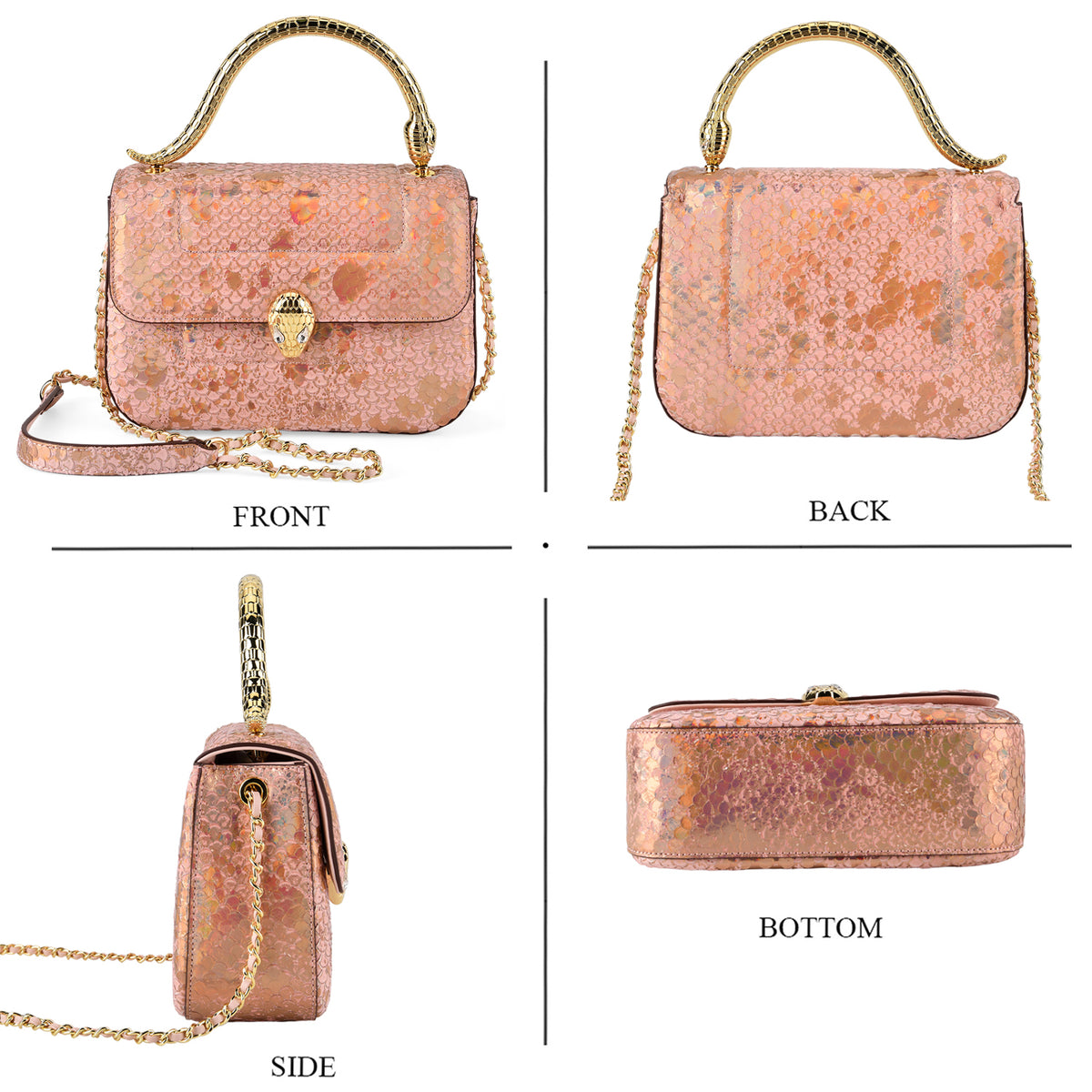 LA MAREY SIGNATURE 100% Premium Leather Handbag with Detachable Sling Strap &amp; Card Holder - Pink 8439312 5