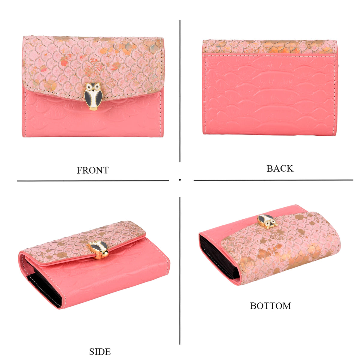 LA MAREY SIGNATURE 100% Premium Leather Handbag with Detachable Sling Strap &amp; Card Holder - Pink 8439312 7