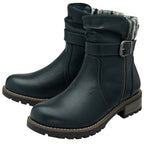 Lotus Triana Womens Comfort Winter Biker Boots With Buckle Detail (Size 6) - Navy_8439342