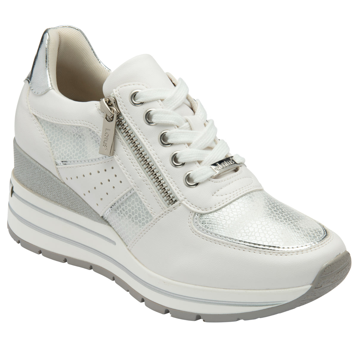 Lotus Tenno Womens Leather Sneakers With Side Zip (Size 6) - White V32525958 2