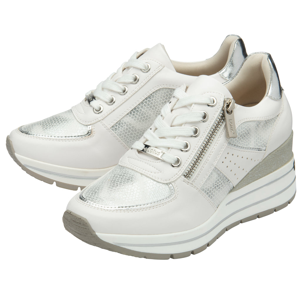 Lotus Tenno Womens Leather Sneakers With Side Zip (Size 7) - White_8439463