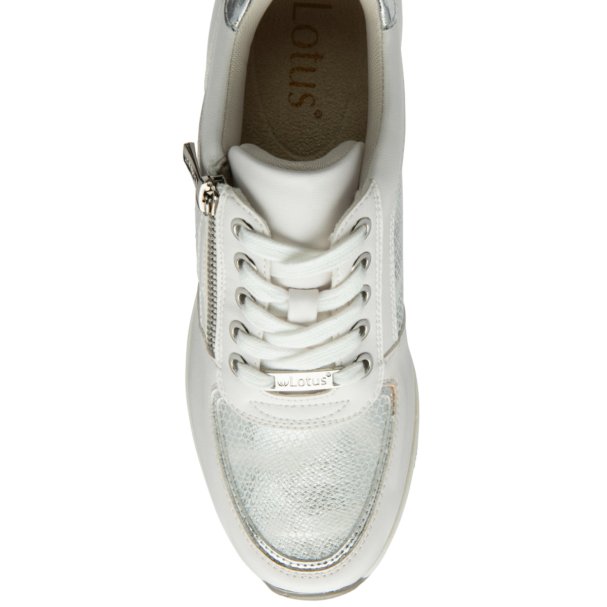 Lotus Tenno Womens Leather Sneakers With Side Zip (Size 7) - White V32516740 1