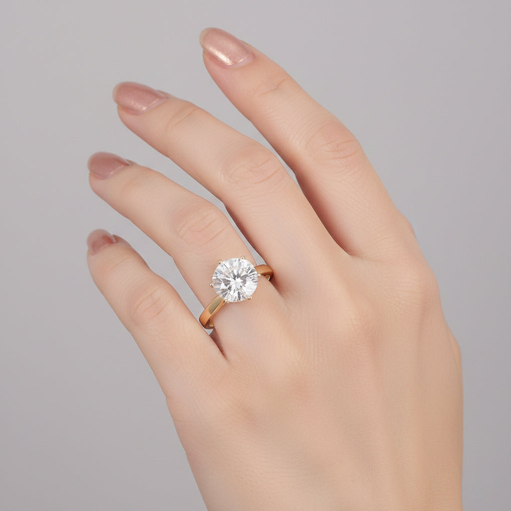 3.5 Ct. Moissanite Solitaire Ring in 9K Yellow Gold GRA Certified (D-VVS1) 8439674 2