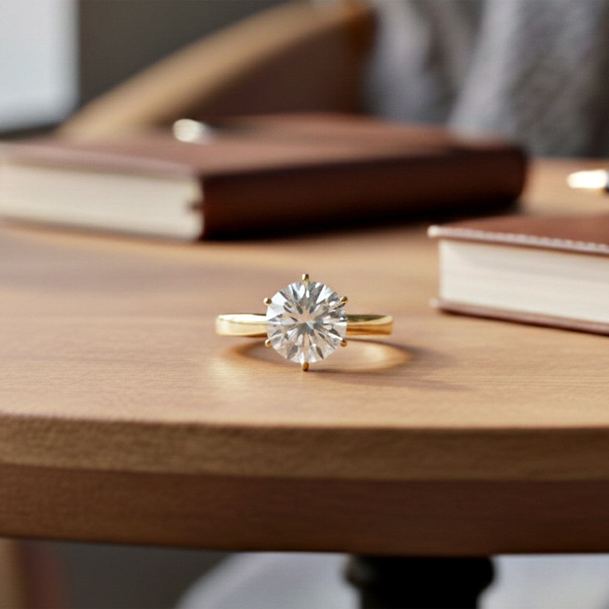 3.5 Ct. Moissanite Solitaire Ring in 9K Yellow Gold GRA Certified (D-VVS1) 8439674 3