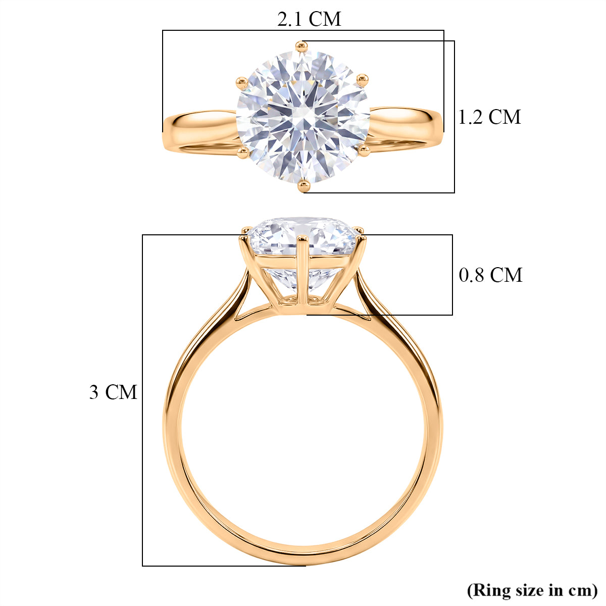 3.5 Ct. Moissanite Solitaire Ring in 9K Yellow Gold GRA Certified (D-VVS1) 8439674 6