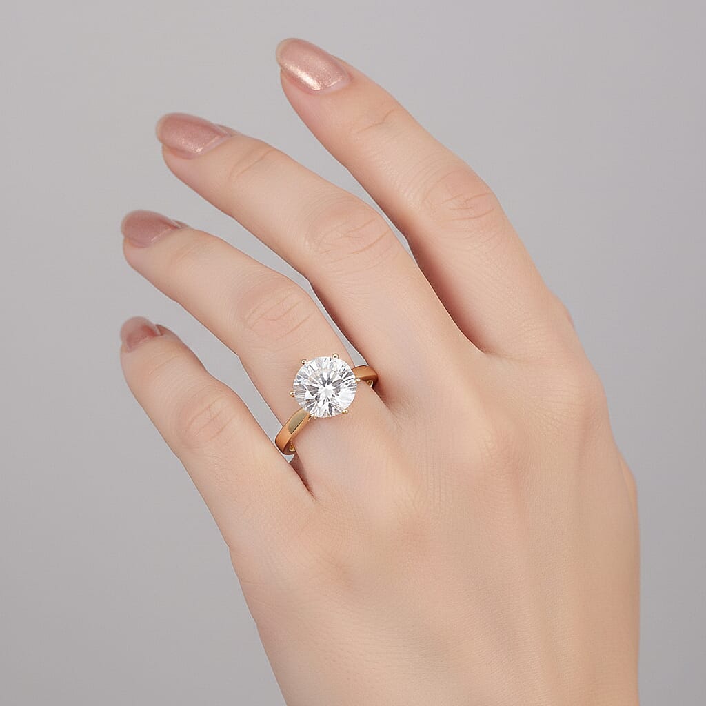 3.5 Ct. Moissanite Solitaire Ring in 9K Yellow Gold GRA Certified (D-VVS1) V32575219 2