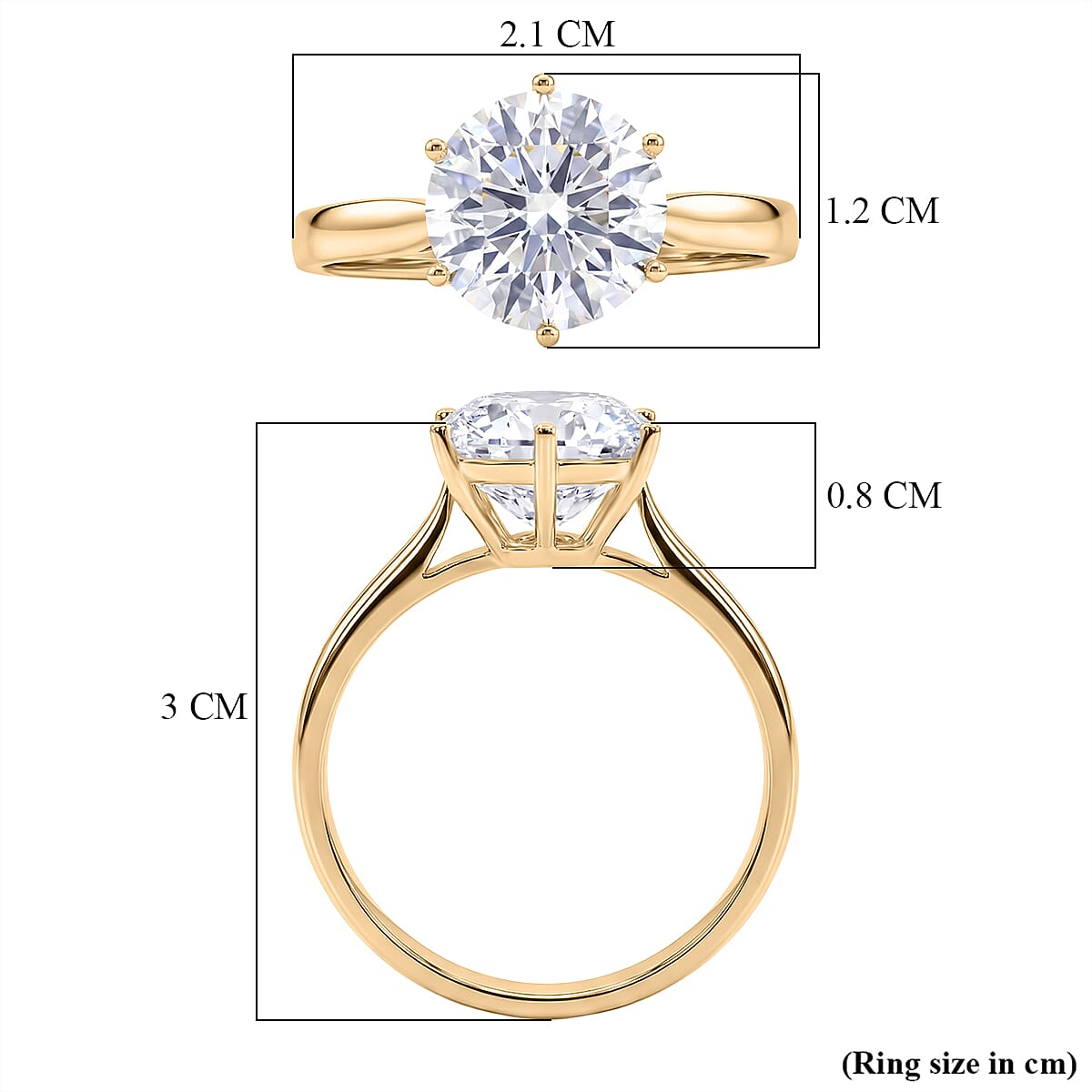 3.5 Ct. Moissanite Solitaire Ring in 9K Yellow Gold GRA Certified (D-VVS1) V32575219 6