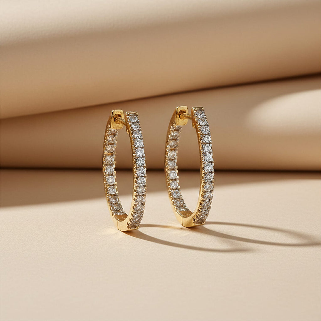 D'Joy - Moissanite Full Hoop Earring in Yellow Gold Plated Sterling Silver_8439703_2