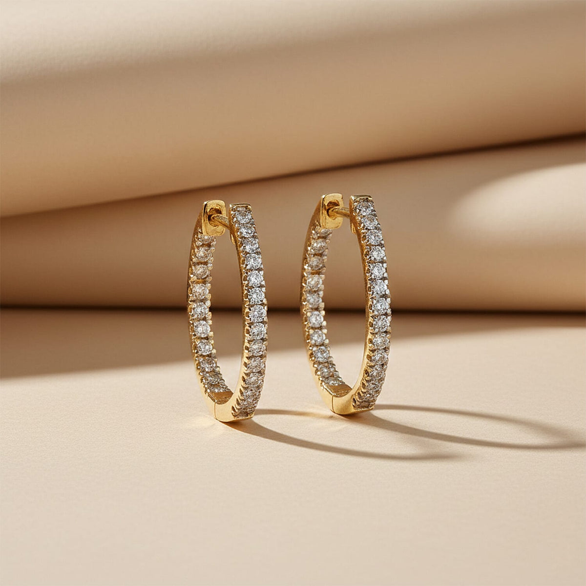 Royal Bali Collection - D'Joy Moissanite Full Hoop Earring in Yellow Gold Plated Sterling Silver V32580880 3