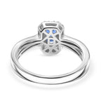 D'Joy AAA Natural Kashmir Kyanite Octagon & White Zircon Halo Ring in Platinum Overlay Sterling Silver 1.00 Ct._8439712_4