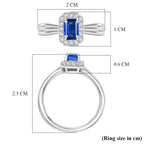 D'Joy AAA Natural Kashmir Kyanite Octagon & White Zircon Halo Ring in Platinum Overlay Sterling Silver 1.00 Ct._8439712_5