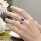 D'Joy AAA Natural Kashmir Kyanite Octagon & White Zircon Halo Ring in Platinum Overlay Sterling Silver 1.00 Ct._8439714_1