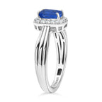 D'Joy AAA Natural Kashmir Kyanite Octagon & White Zircon Halo Ring in Platinum Overlay Sterling Silver 1.00 Ct._8439714_3