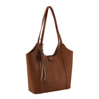 La Marey Designer Inspired Sculptured Handle Tote With Inside Pouch - Red_8441415_5
