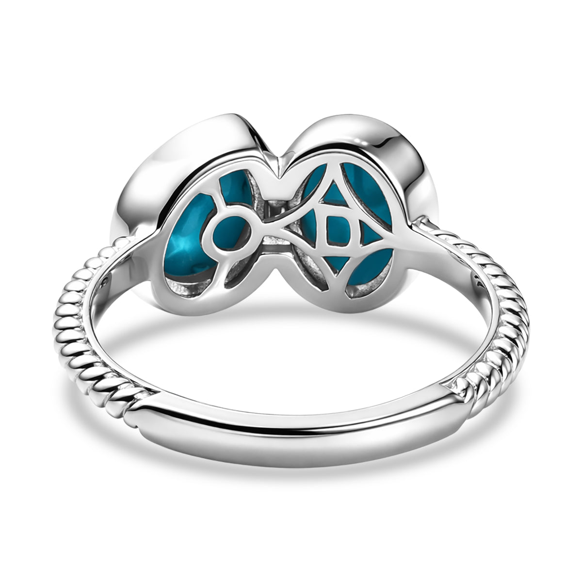 D'Joy Sleeping Beauty Turquoise Toi ET Moi Ring in Rhodium Overlay Sterling Silver 2.58 Ct. 8447259 5