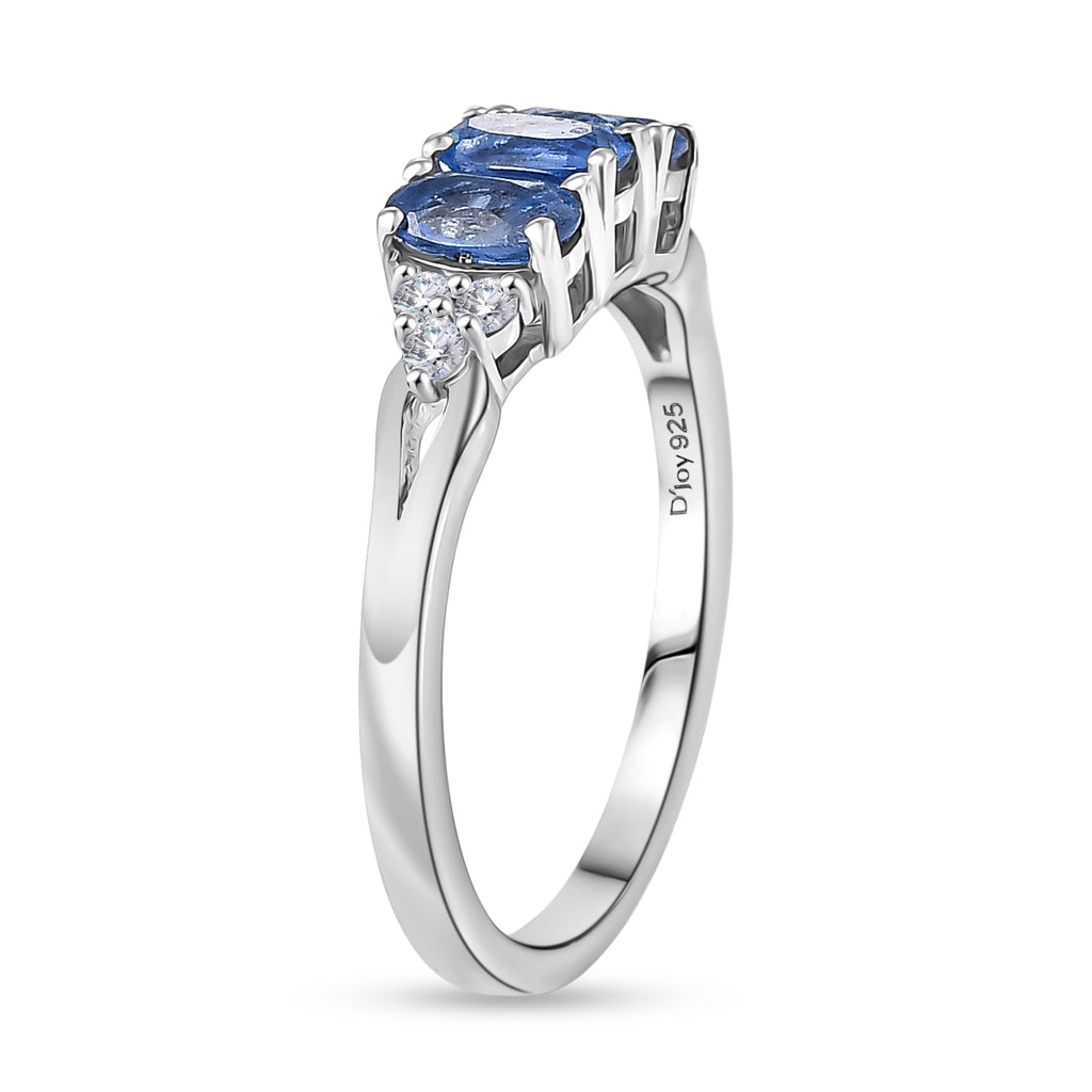 D'Joy AAA Kyanite & White Zircon Trilogy Ring in Platinum Overlay Sterling Silver 1.10 Ct._8447273_3