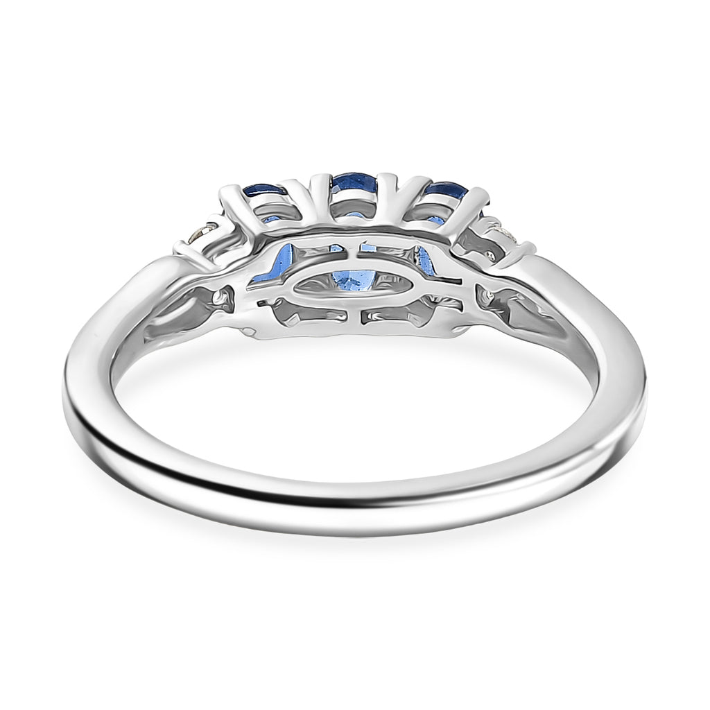 D'Joy AAA Kyanite & White Zircon Trilogy Ring in Platinum Overlay Sterling Silver 1.10 Ct._8447273_4