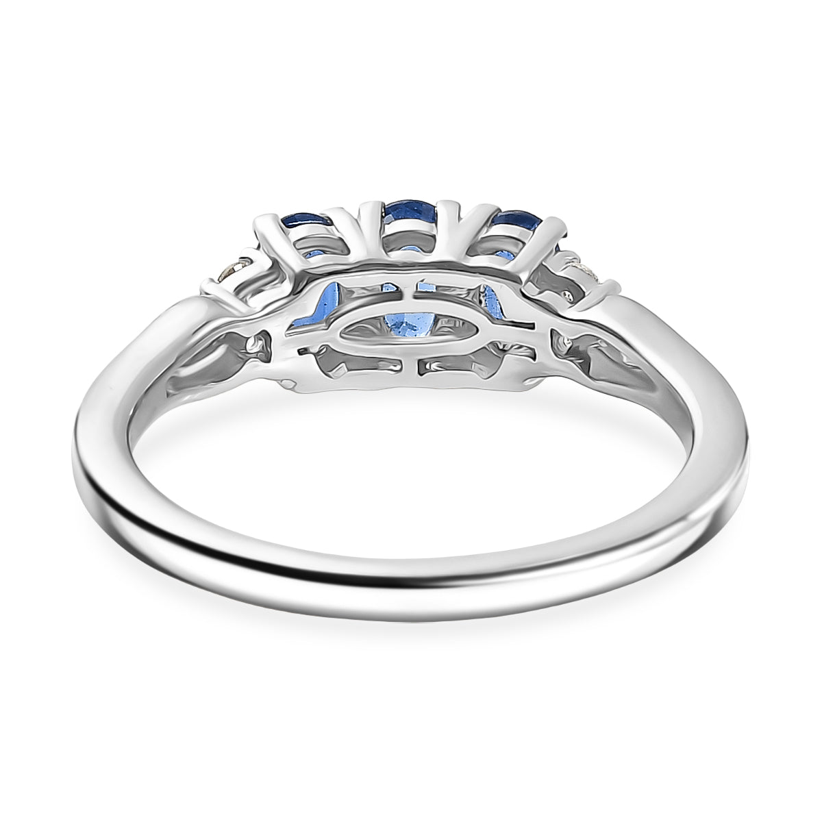 D'Joy AAA Kyanite, White Zircon Trilogy Ring in Platinum Overlay Sterling Silver 1.10 Ct. V32513892 5