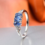D'Joy AAA Kyanite & White Zircon Trilogy Ring in Platinum Overlay Sterling Silver 1.10 Ct._8447301_2