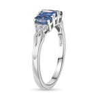 D'Joy AAA Kyanite & White Zircon Trilogy Ring in Platinum Overlay Sterling Silver 1.10 Ct._8447301_3