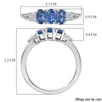 D'Joy AAA Kyanite & White Zircon Trilogy Ring in Platinum Overlay Sterling Silver 1.10 Ct._8447301_5