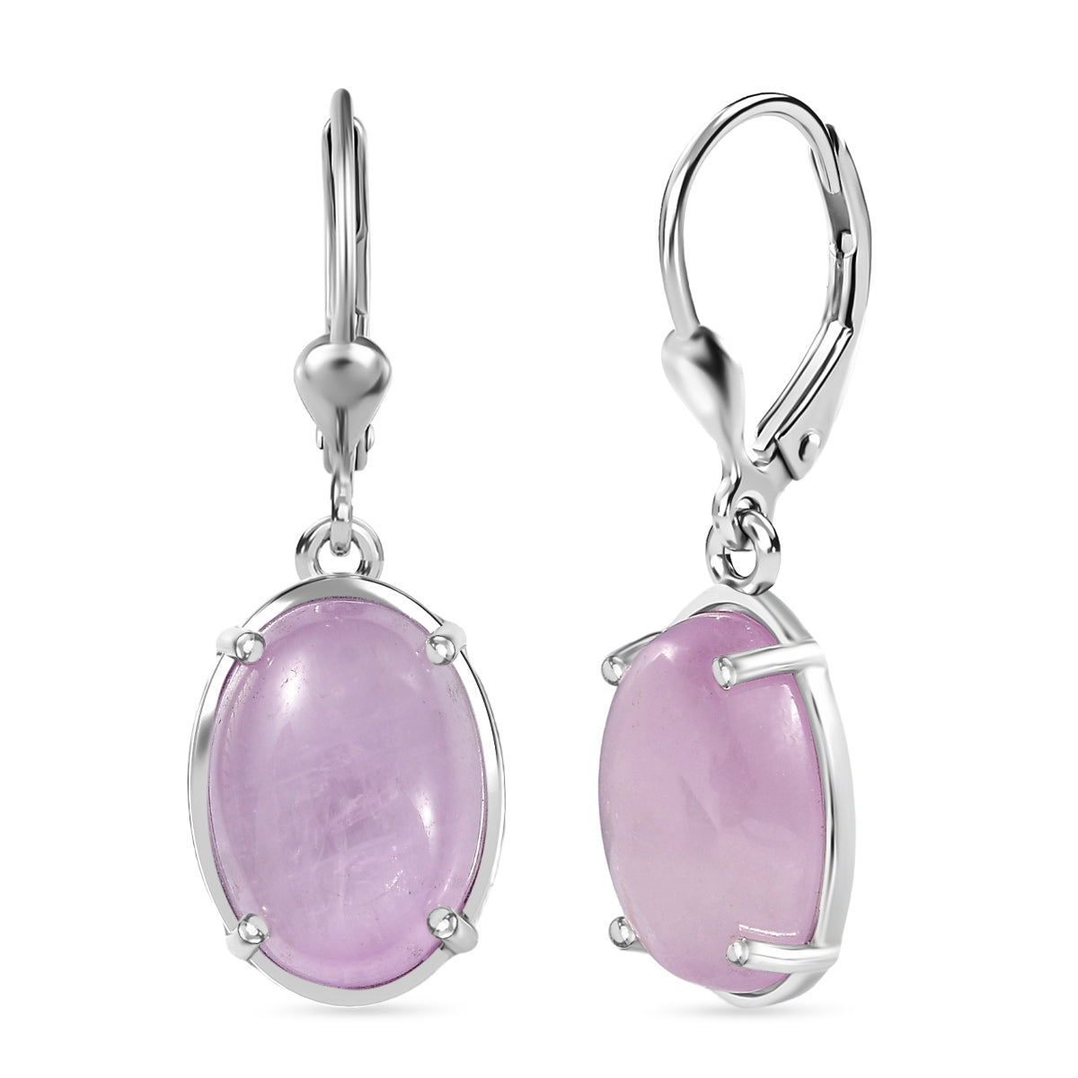 D'Joy Natural Kunzite Solitaire Lever Back Earring in Platinum Overlay Sterling Silver 13.02 Ct. 8447369 0