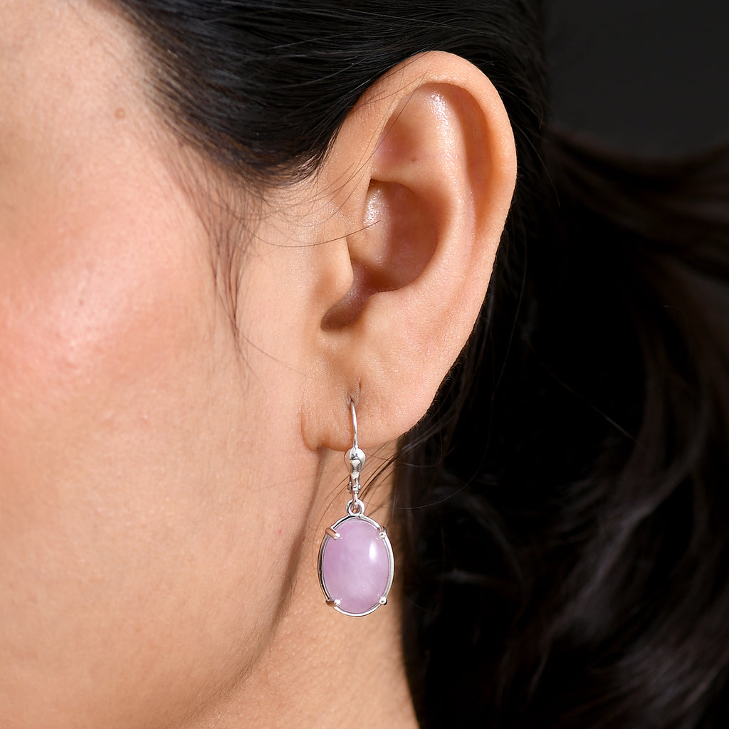 D'Joy Natural Kunzite Solitaire Lever Back Earring in Platinum Overlay Sterling Silver 13.02 Ct._8447369_1
