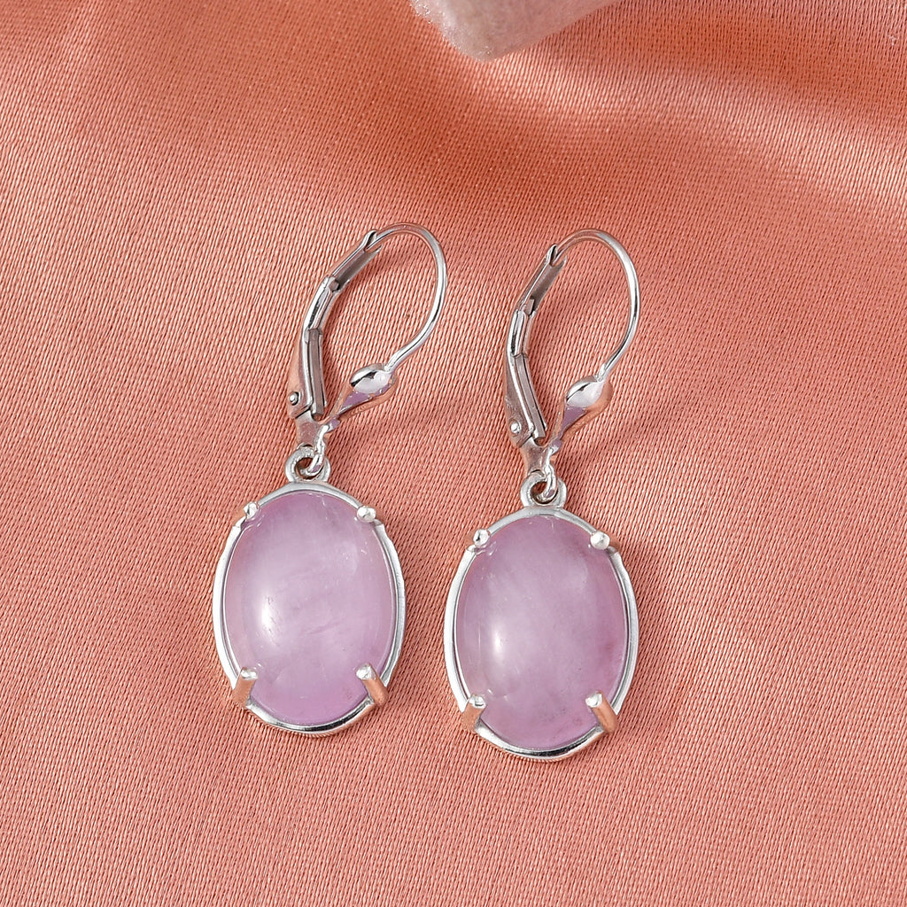 D'Joy Natural Kunzite Solitaire Lever Back Earring in Platinum Overlay Sterling Silver 13.02 Ct._8447369_2