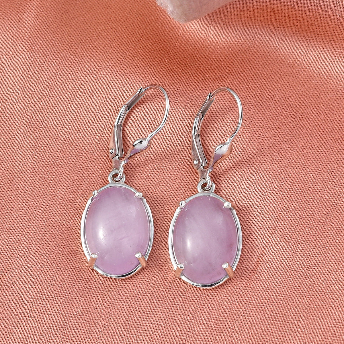 D'Joy Natural Kunzite Solitaire Lever Back Earring in Platinum Overlay Sterling Silver 13.02 Ct. 8447369 3