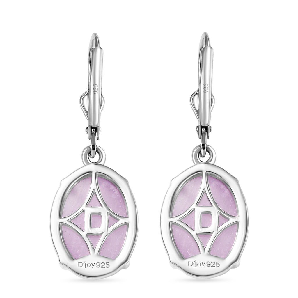 D'Joy Natural Kunzite Solitaire Lever Back Earring in Platinum Overlay Sterling Silver 13.02 Ct._8447369_4